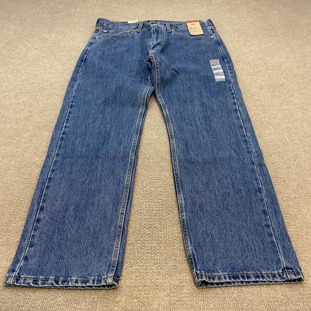 Levis 505 Jeans Mens 35x30 Blue Medium Wash Straight Leg Classic Denim NWT